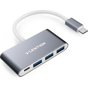 LENTION 4-in-1 USB-C Hub with 3 USB 3.0 and Type C Power Delivery Compatible 2023-2016 MacBook Pro 13/14/15/16, New Mac Air/Surface, ChromeBook, More, Multiport Charging Adapter (CB-C13se, Rose Gold)