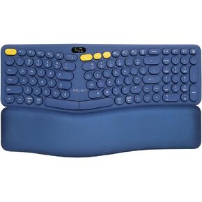 لوحة مفاتيح منفصلة مريحة لاسلكية من DeLUX مع شاشة OLED ولوحة رقمية ومسند معصم قابل للإزالة، لوحة مفاتيح متعددة الأجهزة قابلة للشحن متوافقة مع Windows وMac (GM903-Blue) in Kuwait