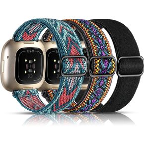 Maledan Bands Compatible with Fitbit Versa 3/4 and Sense/Sense 2 Watch Bands, Adjustable Stretchy Fabric Sport Wristbands for Men and Women in Saudi Arabia
