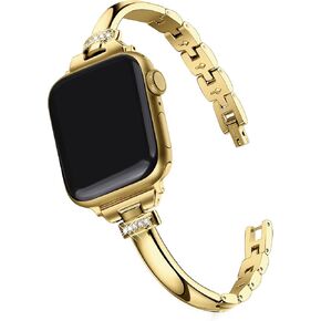 Secbolt Bands Compatible with Apple Watch Band 38mm 40mm 41mm iWatch SE Series 9/8/7/6/5/4/3/2/1, Slim Dressy Metal Bracelets with Rhinestones for Women in Saudi Arabia