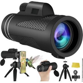 تلسكوب احادي العدسة 80x100 - تلسكوب احادي محمول للبالغين عالي الطاقة، تلسكوب محمول باليد مع حامل ثلاثي القوائم لمشاهدة الطيور والصيد والتخييم والرحلات in Kuwait