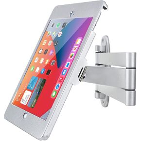 Tablet Wall Mount Bracket with fold for iPad 10.2-Inch (9th,8th,7th Gen.), Extend Adjustable Arm Swivel with Anti Theft Security Lock and Key, Multi Angle, Rotate Design,Metal (Black)