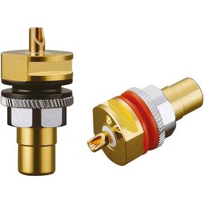 Viborg 4X RCA Plug Socket, RC101G, Gold-Plated Pure Copper RCA Chassis Female Connector RCA Plug Jacks Panel Mount Amplifier Terminals (Soldering)