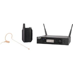 نظام ميكروفون Shure GLXD14R/MX53 لمقدمي العروض مع جهاز استقبال GLXD4 وجهاز إرسال GLXD1 Bodypack وميكروفون سماعة أذن صغير الحجم MX153