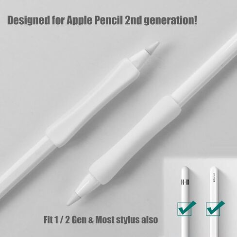 حافظة مكونة من 3 مقابض لقلم Apple الجيل الثاني/الجيل الأول، تدعم الشحن المغناطيسي لجهاز iPad، نقرة مزدوجة حساسة، مقابض قلم SIXFU العادية غطاء ناعم مضاد للدوران لقلم iPencil (أسود، رمادي، أبيض) in Kuwait