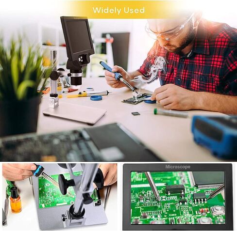 مجهر رقمي Amoper LCD مع بطاقة SD سعة 16 جيجابايت، وشاشة LCD مقاس 7 بوصات مجهر فيديو بدقة 1080 بكسل، وتركيز فائق الدقة بدقة 12 ميجابكسل مع بطارية قابلة لإعادة الشحن، و8 مصابيح لحام عملات إصلاح لوحة دوائر PCB in Kuwait