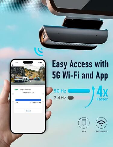 Dash Cam Front and Rear, 4K / 1080P HD Dual Dash Camera for Cars with Free 64GB TF Card, 5GHz WiFi, Super Night Vision, Supercapacitor, 160° Wide Angle, 24H Parking Mode, App Control, Type C Port in Kuwait