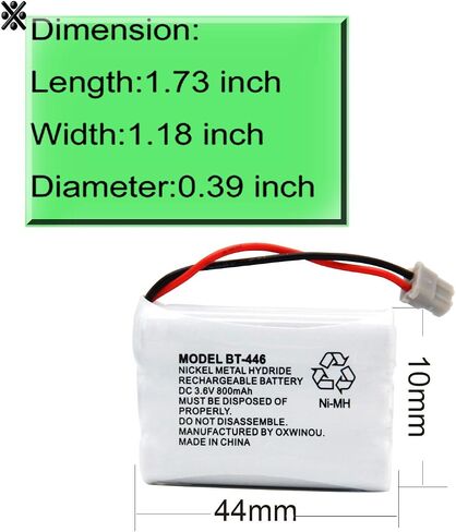 BT446 BT-446 Phone Battery Compatible with for Uniden BBTY0503001 BT-1004 BT-1005 GE-TL26402 BT-504 CPH-488B Handset Phone 3.6V 800mAh (3- Pack) in Saudi Arabia