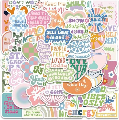 Pink Inspirational Stickers, Preppy Motivational Stickers, 50Pcs Aesthetic Encouragement Stickers for Students Teachers, Dovipta Vinyl Waterproof Stickers for Water Bottle, Laptop, Scrapbook, Journal in Kuwait