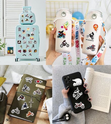 ملصقات الدراجة الترابية| 50 قطعة من الملصقات هدية لمحبي الدراجة الترابية، ملصقات جمالية مقاومة للماء من الفينيل، ملصقات للكمبيوتر المحمول، زجاجة مياه، ملصقات للأطفال والأطفال الصغار والمراهقين والفتيات والسيارات وملصقات الخوذة موتوكروس in Kuwait