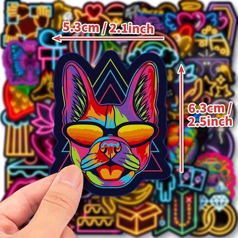 LOVELYLIFE 200pcs Neon Light Stickers Cool Neon Motivational Stickers Vinyl Waterproof Rave Stickers for Kids Teens Adults for Journaling Hydroflask Water Bottle Luggage Skateboard Bumper Computer Laptop Phone Case Stickers and Decals Decor (colorful-neon in Kuwait