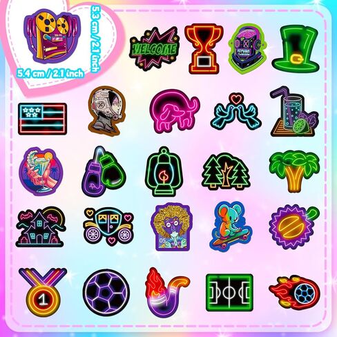 LOVELYLIFE 200pcs Neon Light Stickers Cool Neon Motivational Stickers Vinyl Waterproof Rave Stickers for Kids Teens Adults for Journaling Hydroflask Water Bottle Luggage Skateboard Bumper Computer Laptop Phone Case Stickers and Decals Decor (colorful-neon in Kuwait