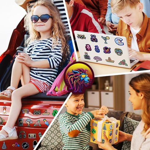 LOVELYLIFE 200pcs Neon Light Stickers Cool Neon Motivational Stickers Vinyl Waterproof Rave Stickers for Kids Teens Adults for Journaling Hydroflask Water Bottle Luggage Skateboard Bumper Computer Laptop Phone Case Stickers and Decals Decor (colorful-neon in Kuwait