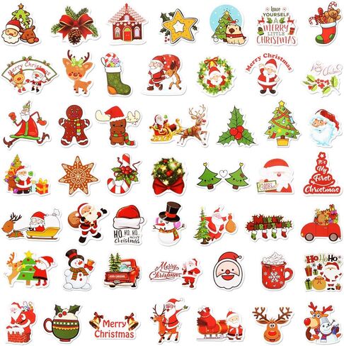 100 عبوة من ملصقات الكريسماس، وزجاجات المياه، وملصقات أمتعة الكمبيوتر المحمول، وزجاجات المياه، ومقاومة للماء، ذاتية اللصق. in Kuwait