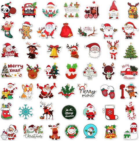 100 عبوة من ملصقات الكريسماس، وزجاجات المياه، وملصقات أمتعة الكمبيوتر المحمول، وزجاجات المياه، ومقاومة للماء، ذاتية اللصق. in Kuwait