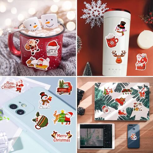 100 عبوة من ملصقات الكريسماس، وزجاجات المياه، وملصقات أمتعة الكمبيوتر المحمول، وزجاجات المياه، ومقاومة للماء، ذاتية اللصق. in Kuwait