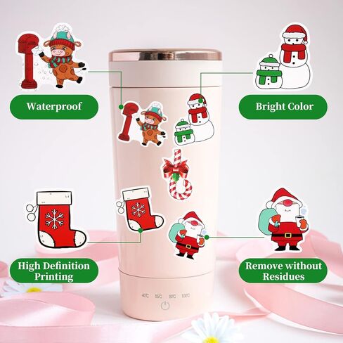 100 عبوة من ملصقات الكريسماس، وزجاجات المياه، وملصقات أمتعة الكمبيوتر المحمول، وزجاجات المياه، ومقاومة للماء، ذاتية اللصق. in Kuwait