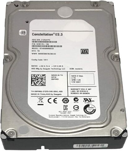 محرك الأقراص الصلبة الداخلي Seagate ST4000NM0033 Constellation ES.3 4 تيرابايت 3.5 بوصة - SATA - 7200 دورة في الدقيقة - مخزن مؤقت سعة 128 ميجابايت (متجدد) in Saudi Arabia