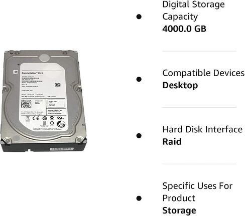 محرك الأقراص الصلبة الداخلي Seagate ST4000NM0033 Constellation ES.3 4 تيرابايت 3.5 بوصة - SATA - 7200 دورة في الدقيقة - مخزن مؤقت سعة 128 ميجابايت (متجدد) in Saudi Arabia