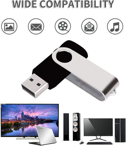 50-Pack of 8 GB Bulk Flash Drive EASTBULL FAT32 Thumb Drives Pack (Black) | Metal Thumb Drives 8G Bulk USB Drives Pack with 50 Lanyards for Data Storage in Kuwait