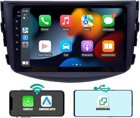 ستيريو راديو السيارة Android 12.0 لسيارة Toyota RAV4 2006 2007 2008 2009 2010 2011 2012، ثماني النواة وحدة المعالجة المركزية اللاسلكية تشغيل السيارة Android Auto GPS Navigation Car Stereo Bluetooth 5.0 SWC Mirror Link FM AM WiFi 2+32GB in Kuwait