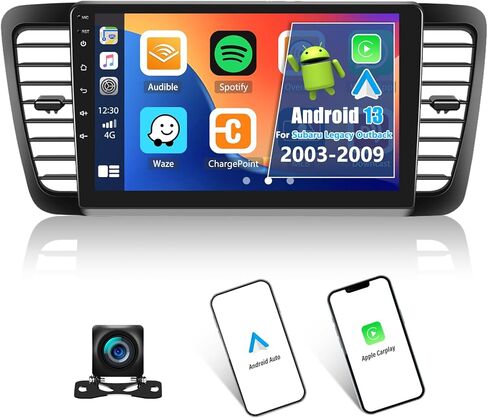 ستيريو سيارة Android 11 لسوبارو ليجاسي Outback 2003-2009،9 بوصة تعمل باللمس سوبارو ليجاسي راديو السيارة مع Apple Carplay اللاسلكي Android Auto WiFi GPS Navigation Bluetooth FM/RDS SWC+AHD الكاميرا الخلفية in Kuwait