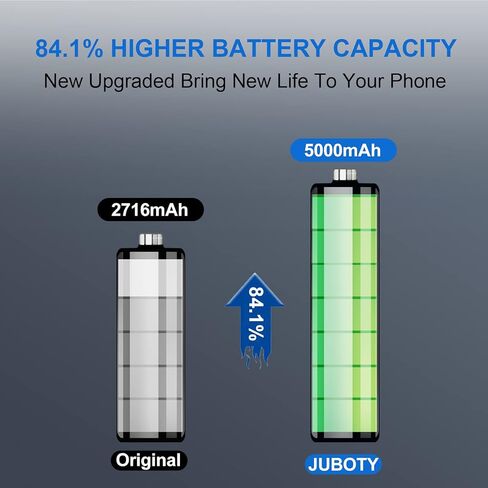 بطارية JUBOTY لهاتف iPhone X 5000 مللي أمبير في الساعة، بطارية ليثيوم أيون داخلية جديدة مطورة 0 دورة عالية السعة بديلة لهاتف iPhone X Model A1865 A1901 A1902 مع مجموعة أدوات إصلاح احترافية كاملة in Kuwait