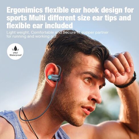 Boean Bluetooth Headphones, Wireless Headphones with AI Music Generation | 16 Hours Playtime Wireless Earbuds with Bluetooth 5.3 HD Stereo Sound, IPX7 Waterproof Running Headphones for Workout Sports in Kuwait
