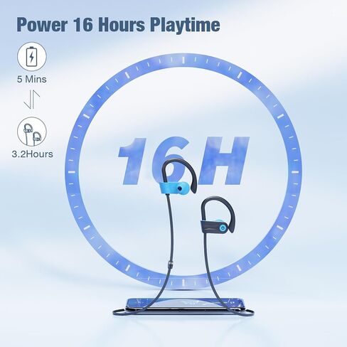 Boean Bluetooth Headphones, Wireless Headphones with AI Music Generation | 16 Hours Playtime Wireless Earbuds with Bluetooth 5.3 HD Stereo Sound, IPX7 Waterproof Running Headphones for Workout Sports in Kuwait