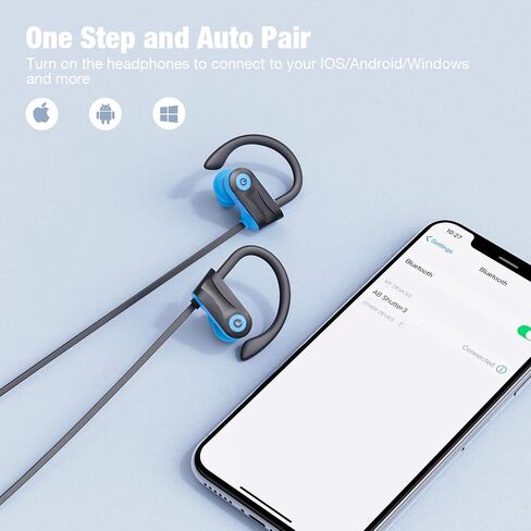 Boean Bluetooth Headphones, Wireless Headphones with AI Music Generation | 16 Hours Playtime Wireless Earbuds with Bluetooth 5.3 HD Stereo Sound, IPX7 Waterproof Running Headphones for Workout Sports in Kuwait