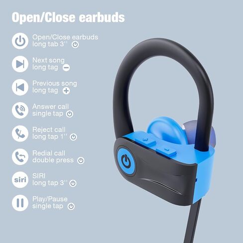 Boean Bluetooth Headphones, Wireless Headphones with AI Music Generation | 16 Hours Playtime Wireless Earbuds with Bluetooth 5.3 HD Stereo Sound, IPX7 Waterproof Running Headphones for Workout Sports in Kuwait