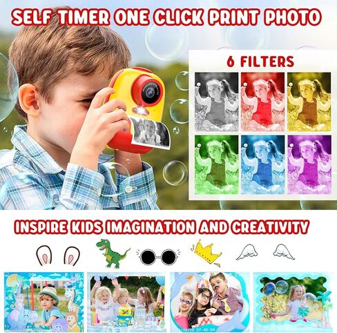 Instant Print Camera for Kids,Upgraded 2.4 Inch Screen Instant Kids Digital Camera Toys with 32GB 1080P Video Recorder with 3 Paper Rolls,Birthday Xmas Gift for 3-14 Year Old Girls Boys in Kuwait