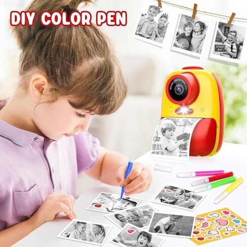 Instant Print Camera for Kids,Upgraded 2.4 Inch Screen Instant Kids Digital Camera Toys with 32GB 1080P Video Recorder with 3 Paper Rolls,Birthday Xmas Gift for 3-14 Year Old Girls Boys in Kuwait