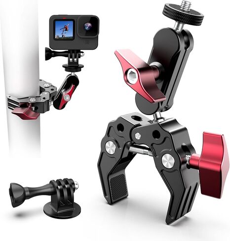 حامل حامل كاميرا UTV ATV متوافق مع Gopro Hero 12/11/10/9/8/7، يناسب 0.82 بوصة - 2.36 بوصة حامل أقفاص قضيب دوار، حامل كاميرا UTV من الألومنيوم يدور 360 درجة لـ SJ، DJI، DSLR، الدورة، إنستا360 الخ in Kuwait