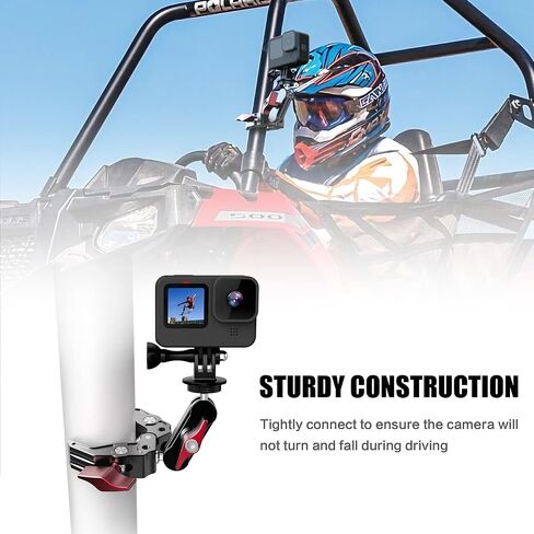 حامل حامل كاميرا UTV ATV متوافق مع Gopro Hero 12/11/10/9/8/7، يناسب 0.82 بوصة - 2.36 بوصة حامل أقفاص قضيب دوار، حامل كاميرا UTV من الألومنيوم يدور 360 درجة لـ SJ، DJI، DSLR، الدورة، إنستا360 الخ in Kuwait