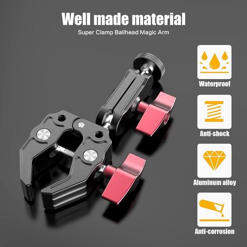 حامل حامل كاميرا UTV ATV متوافق مع Gopro Hero 12/11/10/9/8/7، يناسب 0.82 بوصة - 2.36 بوصة حامل أقفاص قضيب دوار، حامل كاميرا UTV من الألومنيوم يدور 360 درجة لـ SJ، DJI، DSLR، الدورة، إنستا360 الخ in Kuwait