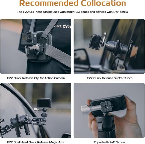 ULANZI Falcam F22 Quick Release Kit for Action Camera and DJI OSMO - Aluminum Action Camera Mounting Adapter Convert to F22 QR System with 1/4" Thread for Tripods, Selfie Sticks, Vlogging Accessories in Kuwait