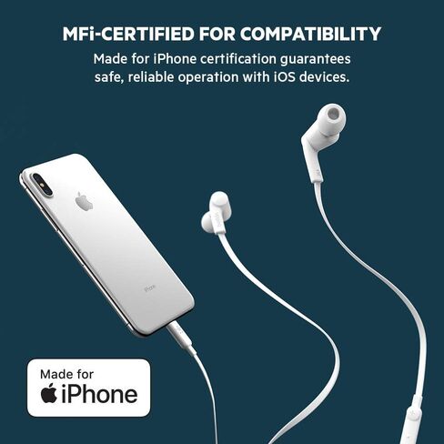 Belkin SoundForm Headphones - Wired In-Ear Earphones With Microphone - Wired Earbuds For iPad Mini, Galaxy & More With USB-C Connector (USB-C Headphones) (White) in Saudi Arabia