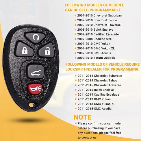 Car Key Fob Key Compatible with Chevrolet Chevy Traverse丨Suburban丨Tahoe丨GMC Acadia丨Yukon丨Buick Cadillac Keyless Entry Remote Clicker 5 Button with FCC OUC60270 OUC60221 15913415 in Kuwait
