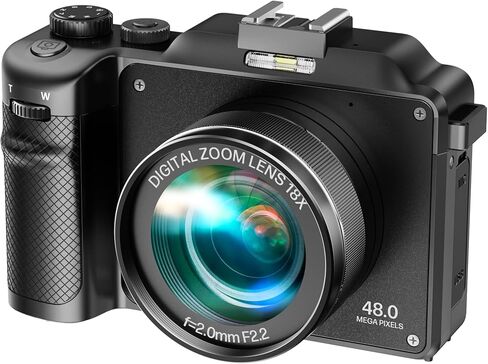 كاميرا رقمية 4K، صور فيديو بدقة 48 ميجابكسل فائقة الدقة 4K، كاميرا بعدسة مزدوجة، تكبير رقمي 18x، كاميرا تركيز تلقائي للتصوير الفوتوغرافي، مع WiFi وبطاقة SD، وكاميرا تسجيل فيديو لليوتيوب in Kuwait