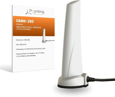 Poynting OMNI-280 هوائي سطح المكتب الخلوي واسع النطاق متعدد الاتجاهات | سيسو | 4G إل تي إي | واي فاي 2.4 جيجا هرتز | 698-3800 ميجاهيرتز | الفرقة 71 (كابل 1 متر) in Kuwait