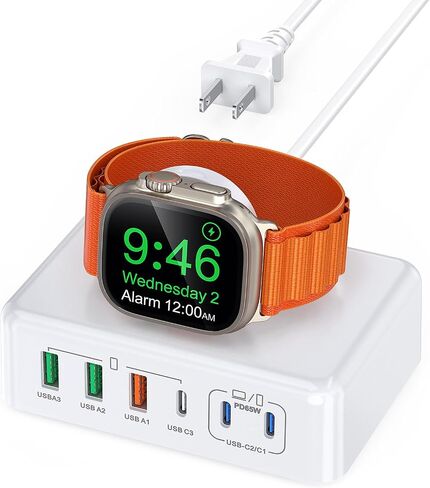 BOVICAS 170W USB C Charging Station Block, Travel Charger for Multiple Devices, USB C Charger Plug for iPhone 15 14 13 12 Series, Apple Watch Ultra SE 9 8 7 6 5 4 3 2, AirPods, MacBook Pro Air, iPad in Kuwait