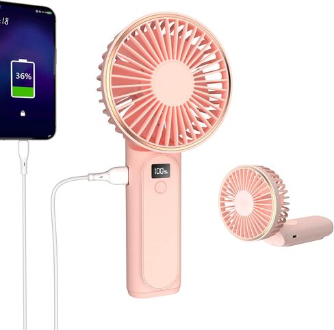 ERXUNG Portable Mini Handheld Fan with 5200mAh Batteray 6 Speed Ajustable Hand Fan, USB Rechargeable Portable Personal Fan, Foldable Small Desk Fan Pefect for Summer Outdoor in Kuwait