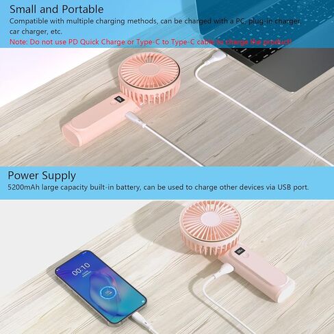 ERXUNG Portable Mini Handheld Fan with 5200mAh Batteray 6 Speed Ajustable Hand Fan, USB Rechargeable Portable Personal Fan, Foldable Small Desk Fan Pefect for Summer Outdoor in Kuwait