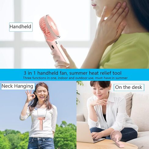 ERXUNG Portable Mini Handheld Fan with 5200mAh Batteray 6 Speed Ajustable Hand Fan, USB Rechargeable Portable Personal Fan, Foldable Small Desk Fan Pefect for Summer Outdoor in Kuwait