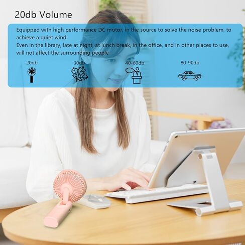 ERXUNG Portable Mini Handheld Fan with 5200mAh Batteray 6 Speed Ajustable Hand Fan, USB Rechargeable Portable Personal Fan, Foldable Small Desk Fan Pefect for Summer Outdoor in Kuwait