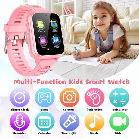 ساعة ذكية للأطفال من ريتيساز، 24 ساعة ذكية للأطفال، ساعات ذكية أنيقة للأطفال من سن 3 إلى 14 سنة، هدايا رائعة للفتيات والأولاد (أسود) in Kuwait