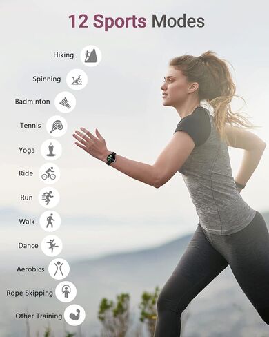 ساعات شانغ وينج الذكية للنساء مقاومة للماء، ساعة نسائية دائرية ذكية لهواتف iOS وأندرويد وساعة تعقب اللياقة البدنية مع مراقب معدل ضربات القلب وعداد الخطى ومتتبع النوم وساعة رقمية أرجوانية، لين in Kuwait