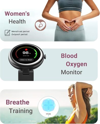ساعات شانغ وينج الذكية للنساء مقاومة للماء، ساعة نسائية دائرية ذكية لهواتف iOS وأندرويد وساعة تعقب اللياقة البدنية مع مراقب معدل ضربات القلب وعداد الخطى ومتتبع النوم وساعة رقمية أرجوانية، لين in Kuwait