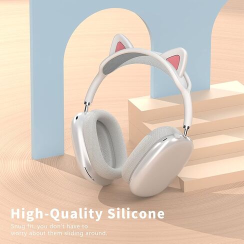 WQNIDE Headband Cover for AirPods Max, Cute Cat Ears Design, Soft Silicone Headband Protector, Comfort Cushion/Top Pad Protection, Compatible with Apple AirPods Max (Black) in Saudi Arabia